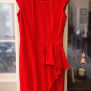 Calvin Klein Vibrant Red Asymmetrical Dress